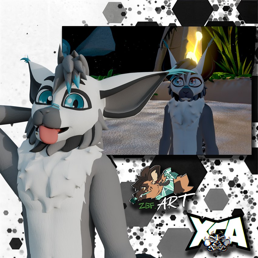 3d_avatar 3d_modeling blue_eyes blue_markings fur grey_body grey_fur grey_hair hair male markings tongue tongue_out vrchat_model white_body white_fur xca zgf_art vrchat lemur mammal primate strepsirrhine model 1:1 2025 hi_res