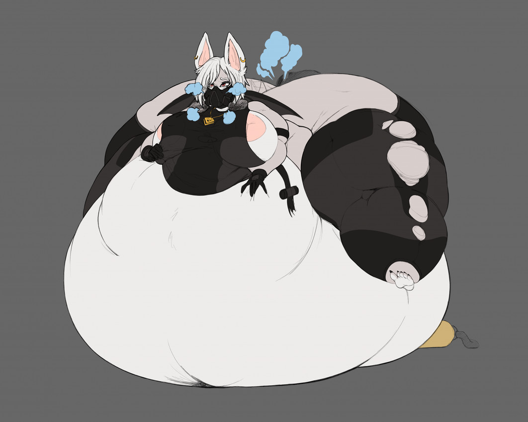 alternate_species anthro bat_wings belly belly_bed belly_expansion belly_fat belly_fetish belly_squish big_belly big_breasts big_butt big_nipples black_clothing black_gloves black_handwear black_topwear black_wings bloat bloated blue_burp_cloud blue_fart_cloud breasts brown_eyes burp_cloud burping butt clothing expansion fart fart_cloud fart_fetish fat_belly fat_rolls female fur furrification gas gas_cloud gas_mask gassy gloves gold_ear_ring grey_body grey_fur hair hand_on_belly handwear huge_belly huge_breasts huge_butt huge_hips huge_nipples huge_thighs hyper hyper_belly hyper_butt hyper_hips hyper_thighs immobile jewelry leggings legwear lying mask membrane_(anatomy) membranous_wings morbidly_obese morbidly_obese_anthro morbidly_obese_female necklace nipple_slip nipples obese obese_anthro obese_female on_front overweight overweight_anthro overweight_female pink_inner_ear pink_nipples round_body short_tail solo squish swelling swollen swollen_belly tail thick_thighs topwear torn_clothing weight_gain white_belly white_body white_fur white_hair wide_hips wings vulpgulps epic_games fortnite hush_(fortnite) bat mammal hi_res