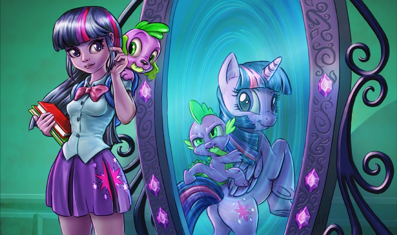 spike, spike, twilight sparkle, and twilight sparkle (friendship is magic and etc) created by harwick