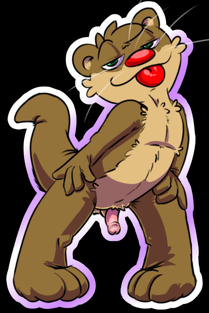 anthro blep genitals male penis solo tail tongue tongue_out whiskers ev1lp1nk1 jamie_bun_(artist) mammal mustelid otter alpha_channel hi_res