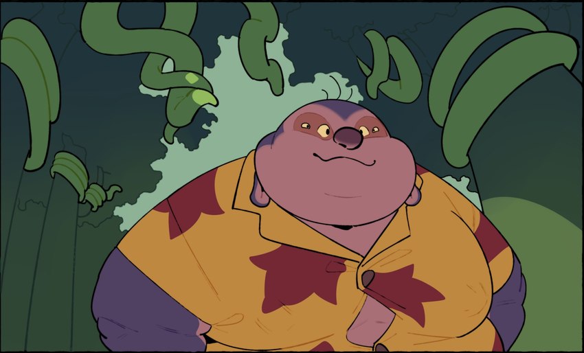 belly big_belly clothing kemono male oblivious overweight overweight_male plant_tentacles shirt smile solo tentacles topwear quanjiang disney lilo_and_stitch jumba_jookiba alien kweltikwan 2024 hi_res