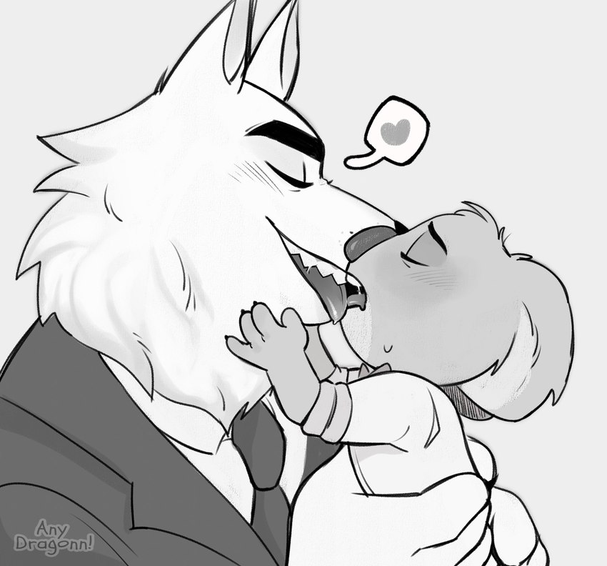 anthro blissful_mouth clothed clothing duo eyes_closed french_kissing fully_clothed heart_symbol kissing looking_pleasured male male/male size_difference smaller_male suit tongue anyyuum illumination_entertainment sing_(movie) buster_moon jimmy_crystal arctic_wolf canid canine canis koala mammal marsupial vombatiform wolf hi_res