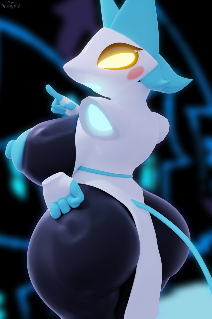 anthro areola big_breasts big_butt blush blush_stickers breasts butt female floating_hands glowing glowing_eyes huge_breasts huge_butt looking_back machine nipples solo tail yellow_eyes geodat64 deltarune undertale_(series) tasque_manager android darkner felid feline mammal robot 2:3 3d_(artwork) digital_media_(artwork) hi_res