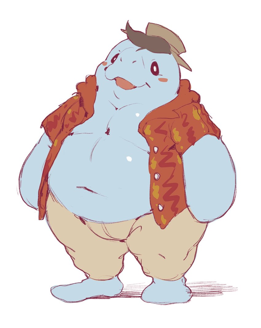 anthro belly big_belly blush bottomwear clothed clothing kemono male open_clothing open_shirt open_topwear overweight overweight_male pants shirt simple_background solo topwear ziran animal_crossing nintendo wardell_(animal_crossing) mammal manatee marine sirenian 2022 hi_res