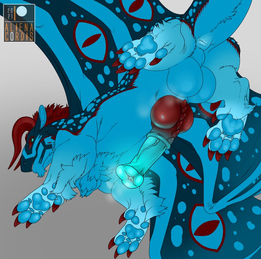 balls belly claws feral flared_penis genitals horn knot male paws penis ridges solo tail underside_view wings aliena-cordis mythology haloren dragon felkin mythological_creature mythological_scalie scalie hi_res