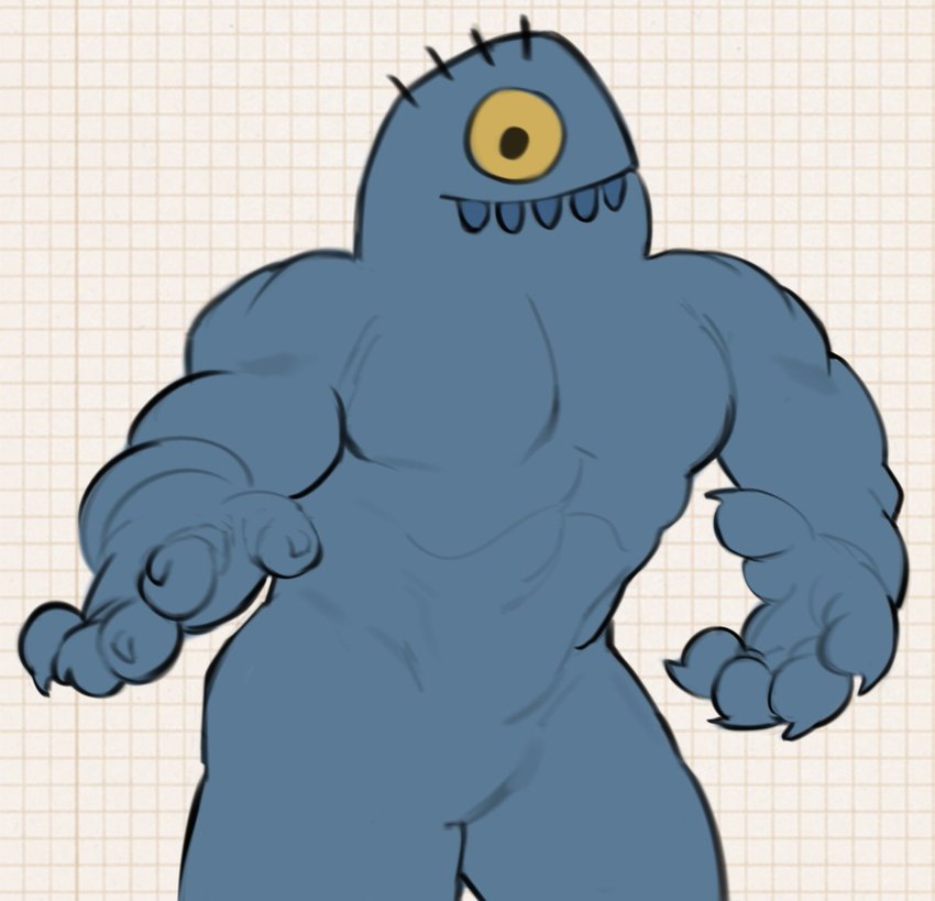 1_eye 5_fingers abs abstract_background biceps black_eyes black_hair blue_body blue_claws blue_teeth claws deltoids featureless_chest featureless_crotch finger_claws fingers front_view hair male male_humanoid muscular muscular_humanoid muscular_male not_furry nude nude_humanoid nude_male overbite palms pecs solo teeth yellow_sclera kogito doodle_jump declan_monster humanoid 2024