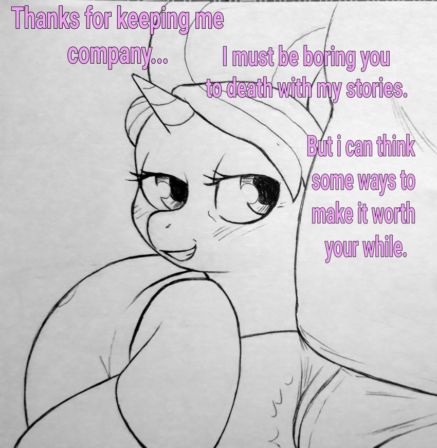 bestiality bulge clothing dialogue duo erection erection_under_clothing female feral hooves horn human_on_feral interspecies male male/female male_human mature_female seductive talking_feral text perrox friendship_is_magic hasbro my_little_pony mythology cookie_crumbles_(mlp) equid equine horse human mammal mythological_creature mythological_equine pony unicorn 2024 absurd_res english_text hi_res traditional_media_(artwork)