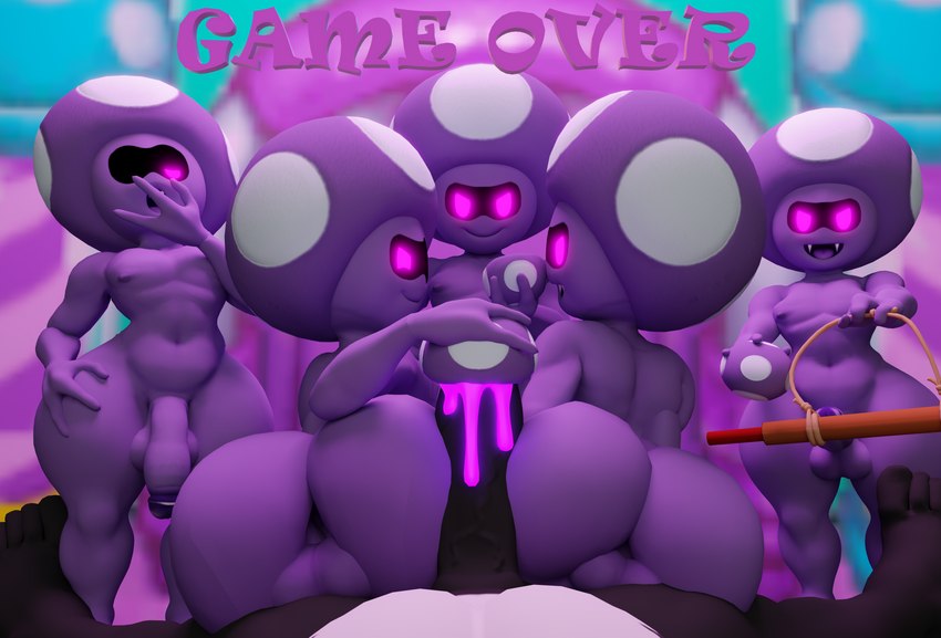 anthro bodily_fluids butt colored_cum cum game_over gameplay_mechanics genital_fluids glowing glowing_eyes group harvesting infected male male/male purple_body purple_cum purple_skin unusual_bodily_fluids unusual_cum unusual_genital_fluids doommusk blender_cycles mario_and_luigi:_partners_in_time mario_and_luigi_(series) mario_bros nintendo fan_character lire_(doommusk) alien ape haplorhine mammal monkey pan_(genus) primate shroob 3d_(artwork) absurd_res blender_(artwork) digital_media_(artwork) hi_res