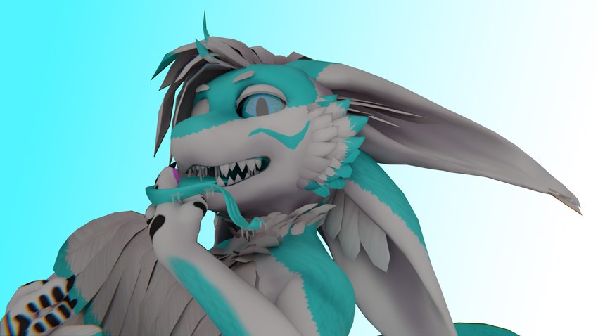 4_ears blue_body blue_eyes blue_feathers feathers javali long_tongue looking_at_viewer male multi_ear sharp_teeth solo teeth tongue white_body white_ears white_feathers quill_avali_ad quill_feathertail avali 16:9 3d_(artwork) blender_(artwork) digital_media_(artwork) hi_res widescreen