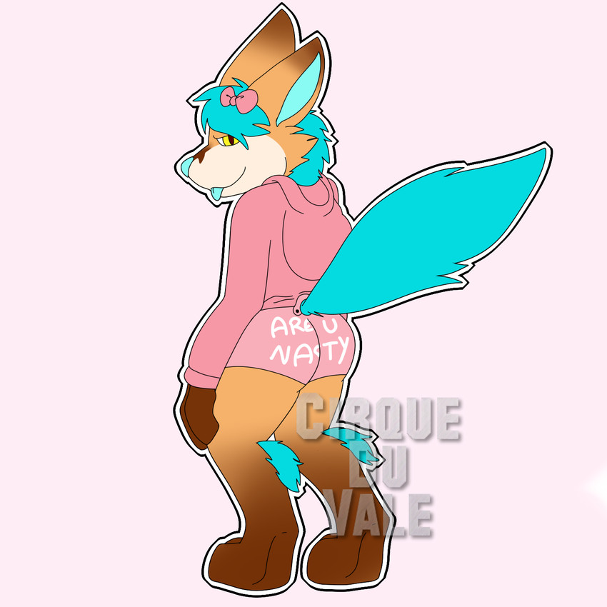 anthro bottomwear bow_(feature) bow_accessory butt chibi clothing ear_bow femboy hotpants male mature_anthro shorts solo sweater teasing topwear underwear cirqueduvale toby_fennec canid canine fennec_fox fox mammal true_fox 1:1 hi_res