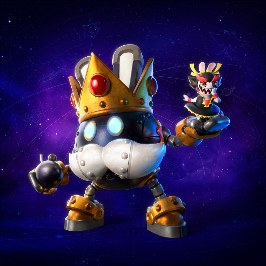 anthro arms_bent bent_arm black_body black_boots black_clothing black_dress black_eyelids black_footwear black_hair blue_background blue_sclera blue_sky boots clothed clothed_anthro clothed_female clothing constellation cosmic_background crown dress duo ear_ribbon empty_eyes eyebrows eyelashes facial_hair featureless_feet feet female female_anthro footwear gem glowing glowing_eyes hair headgear holding_bomb larger_humanoid larger_male lifting_another light long_ears machine male male_humanoid metallic_body mitten_hands multicolored_hair mustache narrowed_eyes no_eyebrows noseless open_mouth open_smile orange_eyes outside plant ramp red_clothing red_eyebrows red_eyes red_hair red_shirt red_topwear red_wristband ruby_(gem) sharp_teeth shirt shoes short_hair simple_background size_difference sky smaller_anthro smaller_female smile smiling_at_viewer space space_background sparkles squint standing tan_inner_ear teeth text thick_eyebrows topwear two_tone_hair wall_(structure) white_boots white_clothing white_facial_hair white_footwear white_inner_ear white_mustache yellow_ribbon yves_barthez mario_bros mario_plus_rabbids_sparks_of_hope nintendo raving_rabbids rayman_(series) ubisoft kanya_(mario_plus_rabbids) mecha_king_bob-omb bob-omb humanoid lagomorph mammal rabbid robot 1:1 2023 3d_(artwork) absurd_res adobe_photoshop_(artwork) artist_name autodesk_maya_(artwork) colored crossover digital_media_(artwork) english_description english_text hi_res lighting official_art shaded substance_painter_(artwork)