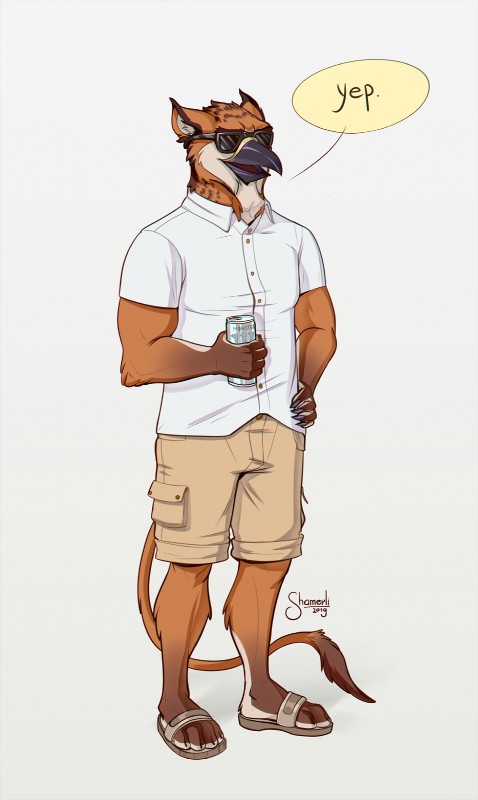 4_toes beak beverage bottomwear clothed clothing dialogue eyewear feet footwear fully_clothed male muscular muscular_male sandals shirt shoes shorts simple_background smile soda solo speech_bubble standing sunglasses text toes topwear white_background shamerli monster_energy mythology white_oyster boomer_wojak francis_jackson wojak avian gryphon mythological_avian mythological_creature 2019 english_text hi_res meme