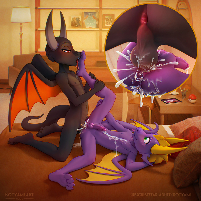 4_toes 5_fingers adolescent adolescent_on_adolescent ambiguous_fluids anal anal_orgasm anal_penetration anthro anthro_on_anthro anus apartment arched_back arms_bent aroused average_penis balls bed bedding bedroom bedroom_sex belly bent_arm bent_leg big_horn black_body black_butt black_nipples black_paws black_soles black_tail black_wings blep blush bodily_fluids border butt carpet chair claws close-up closed_smile countershade_torso countershading cum cum_drip cum_drop cum_explosion cum_expulsion cum_fountain cum_from_ass cum_from_penis cum_in_ass cum_inside cum_on_bed cum_on_belly cum_on_body cum_on_butt cum_on_chest cum_on_furniture cum_on_lower_body cum_on_object cum_on_partner cum_on_upper_body cum_overflow cum_pool cum_pooling cum_splatter cum_spurt cutaway detailed_anus detailed_background dominant dragon_tail dragon_wings dripping drooling droplets duo ejaculation electronics erection excessive_cum excessive_genital_fluids excited extended_leg eyebrows facial_markings feet figurine fingers floor foot_fetish foot_lick foot_on_face foot_play furniture genital_close-up genital_fluids genitals green_eyes grey_balls grey_body grey_horn grey_penis half-closed_eyes hand_behind_head hands-free happy happy_sex head_markings head_on_arm head_on_hand high-angle_view hindpaw holding_leg holding_leg_up holding_thigh horn humanoid_genitalia humanoid_penis indoor_nudity indoor_sex inside intraspecies kneeling lamp leaking leaking_cum leg_lick leg_on_bed leg_on_furniture licking licking_another licking_partner licking_paws licking_soles light looking_at_another looking_at_partner looking_down looking_pleasured love lying lying_on_bed male male/male male_anthro male_penetrated male_penetrating markings membrane_(anatomy) membranous_wings messy morning_sex mouth_closed narrowed_eyes navel nipples nude nude_anthro nude_male on_back on_bed on_furniture orgasm outside_border outside_panel over_edge overflow painting_(object) paws penetration penile penile_penetration penis perineal_raphe perineum perspective pillow plantigrade pokeball pounding_ass purple_balls purple_body purple_butt purple_nipples purple_paws purple_penis purple_soles purple_tail purple_wings raised_leg raphe_(anatomy) red_eyes red_wings romantic rounded_back sagittarius_position saliva saliva_drip saliva_drop saliva_on_chin saliva_on_face saliva_on_foot saliva_on_legs saliva_on_tongue saliva_string screen sex sibling_incest simultaneous_orgasms slim slim_male smile smiling_at_another smiling_at_partner soles splash splashes spray spread_wings spurting stretched stretched_anus submissive table tablet tablet_computer tail tail_aside tail_on_bed tail_on_furniture tapering_tail text tight_balls toes tongue tongue_out toy two_tone_wings viewed_from_above wall_(structure) wavy_tail wet_tongue wide_eyed wings wood wood_furniture yellow_border yellow_horn yellow_wings young young_anthro young_male zoom_in kotyami mythology nintendo pokemon dragon eeveelution generation_2_pokemon mythological_creature mythological_scalie pokemon_(species) scalie umbreon 1:1 artist_name chromatic_aberration colored detailed digital_media_(artwork) english_text hi_res lighting multiple_images shaded soft_shading url brother_(lore) brothers_(lore) incest_(lore) sibling_(lore)