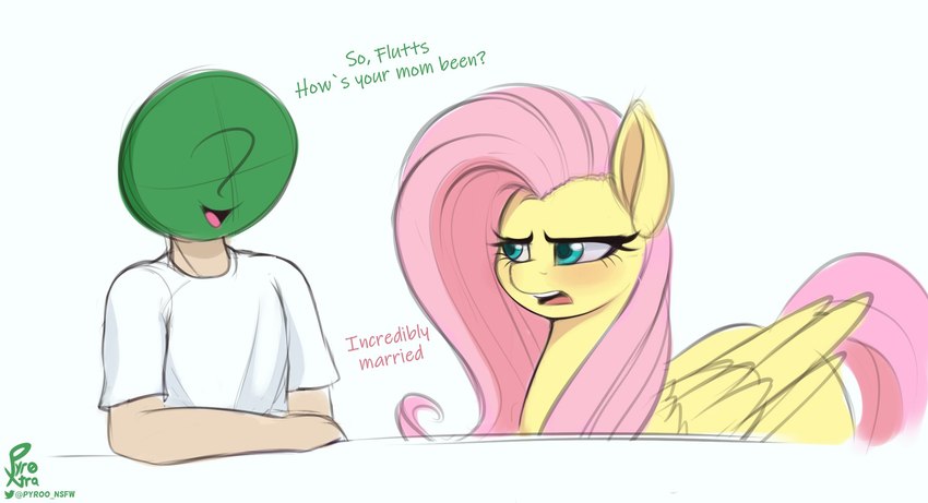anon and fluttershy (friendship is magic and etc) created by pyroxtra