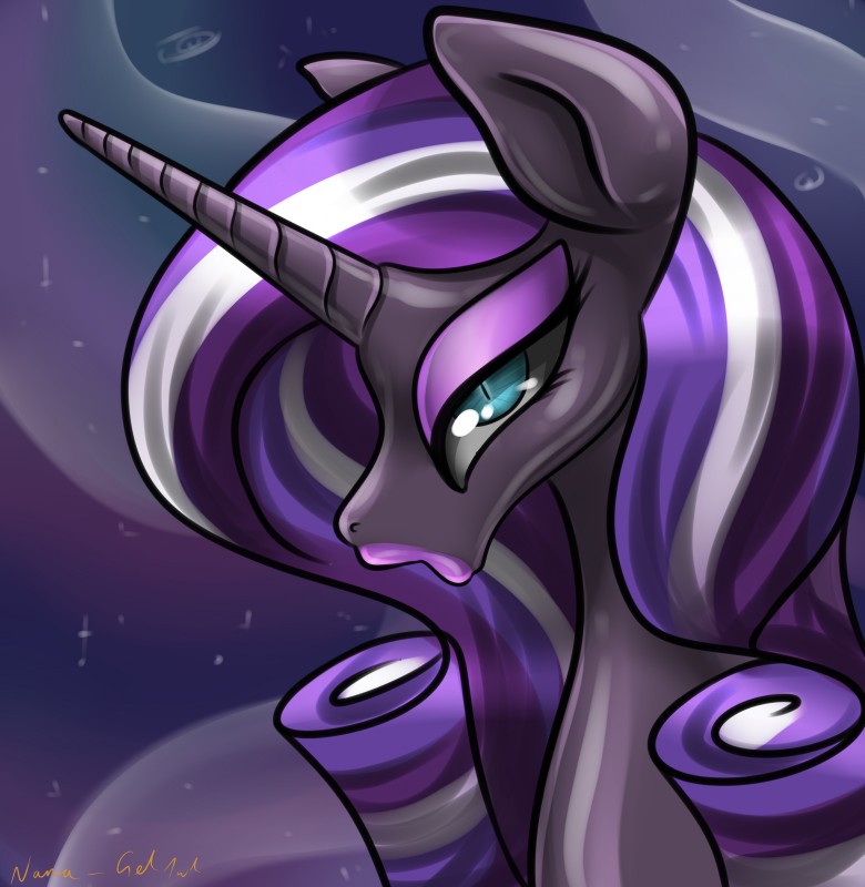 female horn latex lipstick makeup solo nana_gel hasbro idw_publishing my_little_pony my_little_pony_(idw) mythology nightmare_rarity_(idw) equid equine mammal mythological_creature mythological_equine unicorn absurd_res hi_res