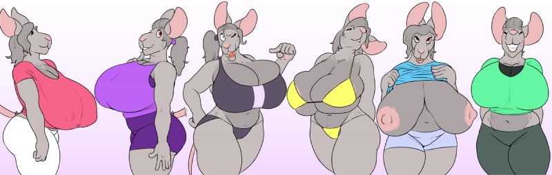 anthro big_breasts breasts female huge_breasts nipples slightly_chubby solo ritts pepper_ackerman mammal murid murine rat rodent hi_res