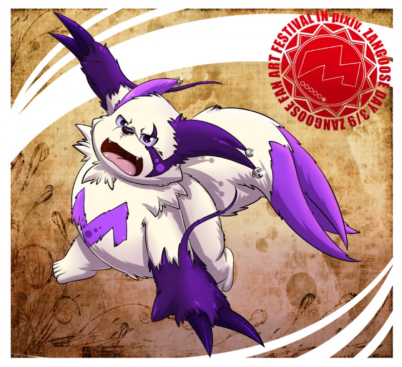 alternate_color fur male markings purple_markings solo white_body white_fur aotoaka nintendo pokemon zangoose_day generation_3_pokemon pokemon_(species) zangoose