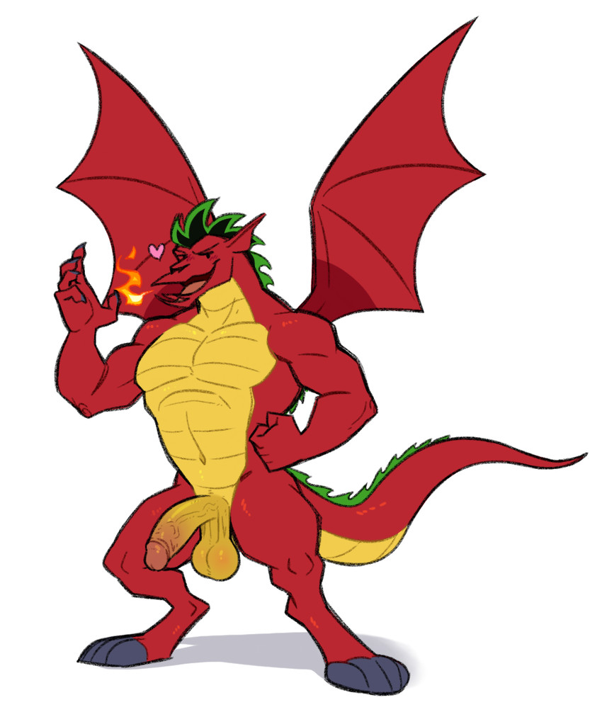 4_toes 5_fingers anthro balls biceps big_balls big_penis biped black_hair blush blush_lines breath_powers claws countershade_neck countershade_scales countershade_tail countershade_torso countershading darkened_balls darkened_genitalia darkened_penis deltoids digitigrade elemental_manipulation featureless_chest feet finger_claws fingers fire fire_breathing fire_manipulation fist foreskin genitals glans green_hair green_highlights grey_claws grey_finger_claws hair half-erect heart_symbol highlights_(coloring) humanoid_genitalia humanoid_hands humanoid_penis looking_at_viewer male male_anthro manly membrane_(anatomy) membranous_wings monotone_background multicolored_body multicolored_scales muscular muscular_anthro muscular_male narrowed_eyes navel non-mammal_balls non-mammal_navel nude nude_anthro nude_male open_mouth open_smile pecs penis pink_glans pink_tongue red_body red_scales red_wings retracted_foreskin saggy_balls scales shadow simple_background simple_eyes smile smiling_at_viewer solo spread_wings standing tail tapering_tail three-quarter_view toes tongue two_tone_body two_tone_scales vein veiny_penis white_background wings yellow_balls yellow_body yellow_countershading yellow_penis yellow_scales conditional_dnp poppin american_dragon:_jake_long disney european_mythology mythology jake_long dragon mythological_creature mythological_scalie scalie western_dragon winged_dragon 2023 digital_drawing_(artwork) digital_media_(artwork) flat_colors full-length_portrait portrait