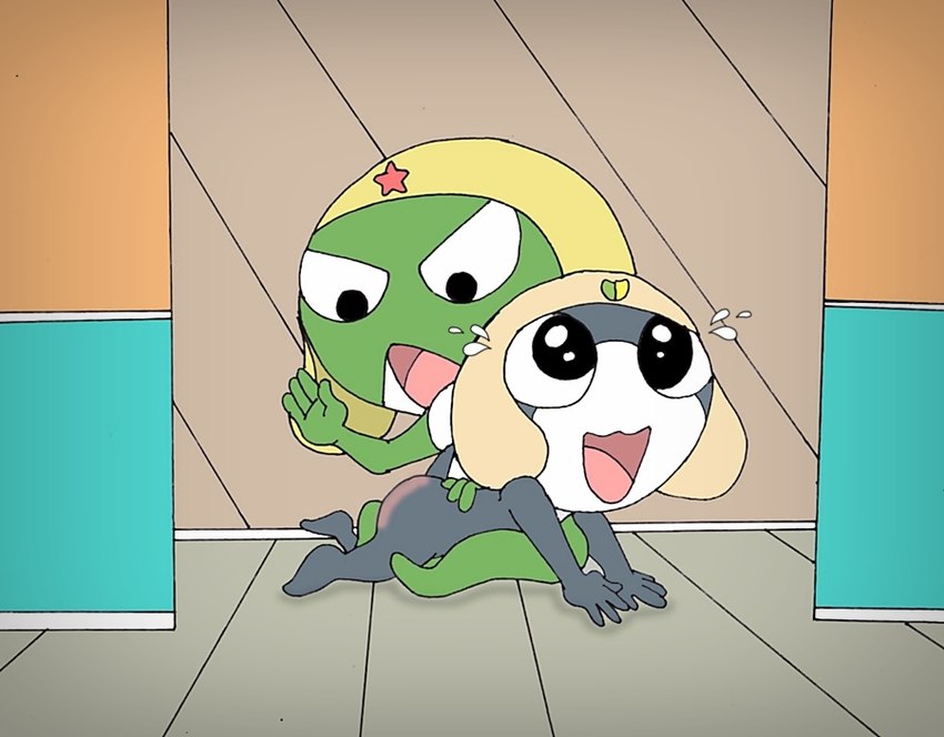 angry butt_slap discipline duo happy looking_at_butt male male/male on_lap open_mouth punishment side_butt slap spanking nelson88 sgt._frog keroro tamama amphibian keronian