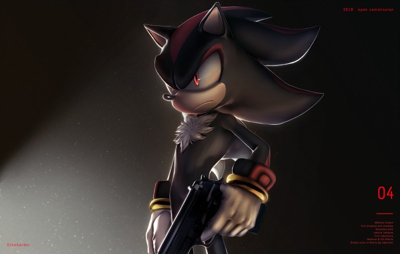 grey_background gun m9 male ranged_weapon shadow simple_background solo text weapon einnharder beretta sega sonic_the_hedgehog_(series) shadow_the_hedgehog eulipotyphlan hedgehog mammal 3d_(artwork) digital_media_(artwork) english_text hi_res