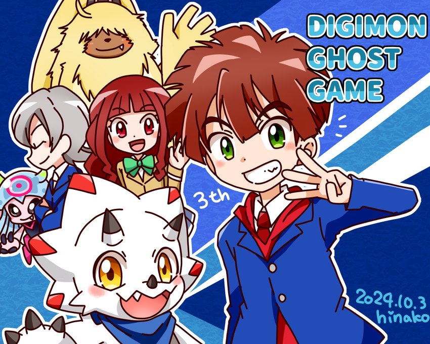 hiro amanokawa, kiyoshiro higashimitarai, and ruri tsukiyono (digimon ghost game and etc) created by hinako 710