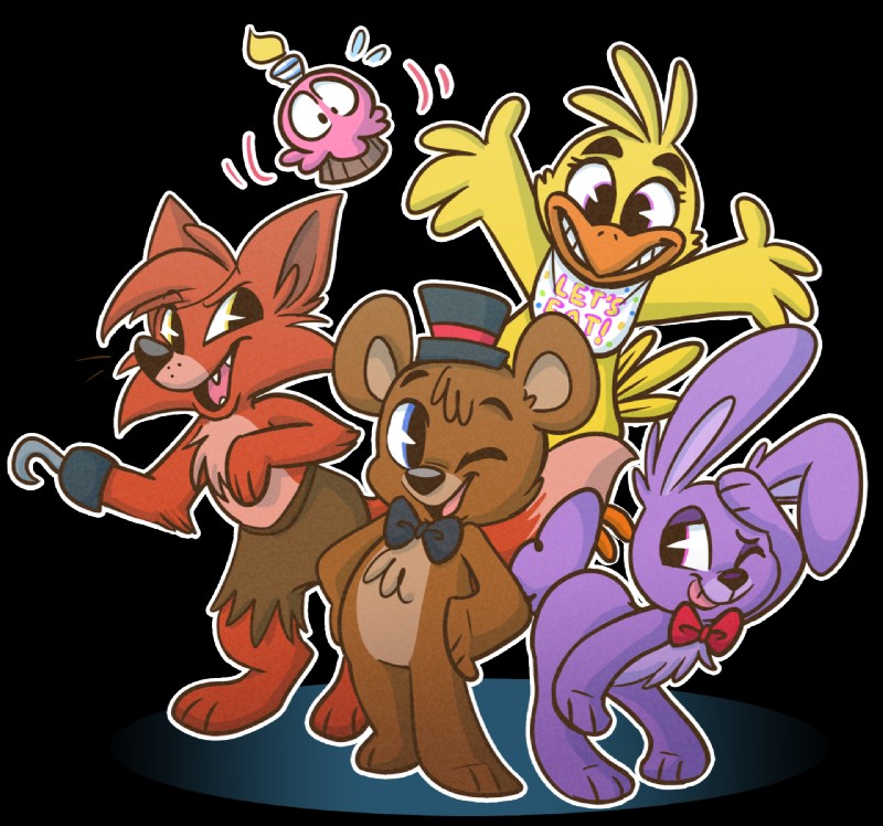 bonnie, chica, cupcake, foxy, and freddy (five nights at freddy's and etc) created by nini (artist)