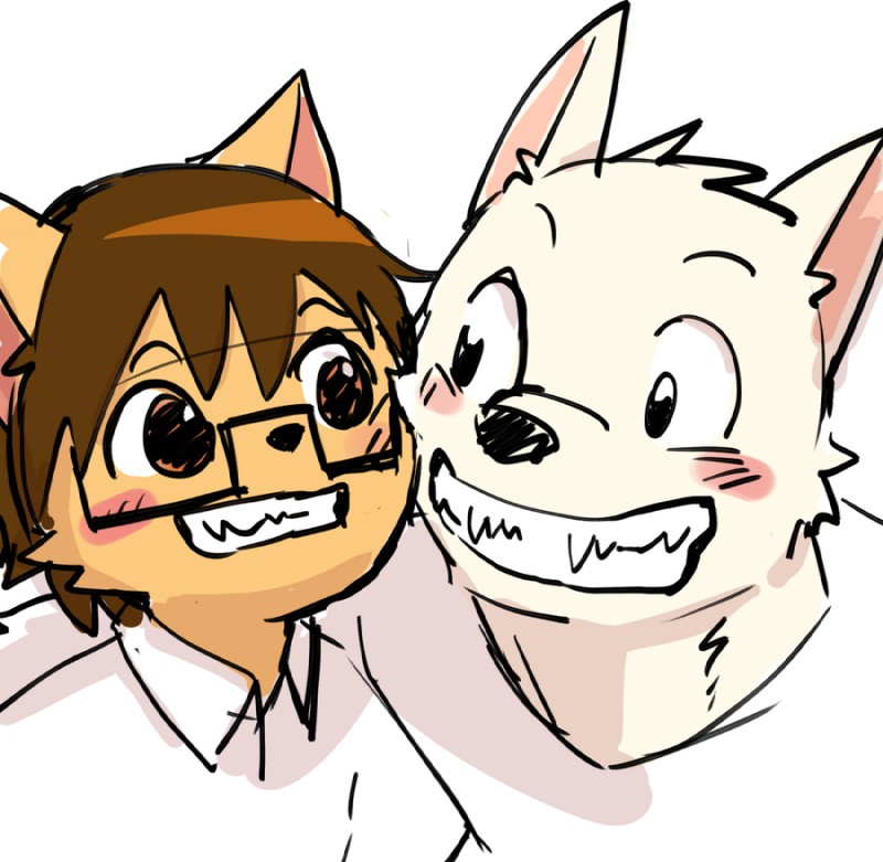 shota feline and white canine created by manmosu marimo