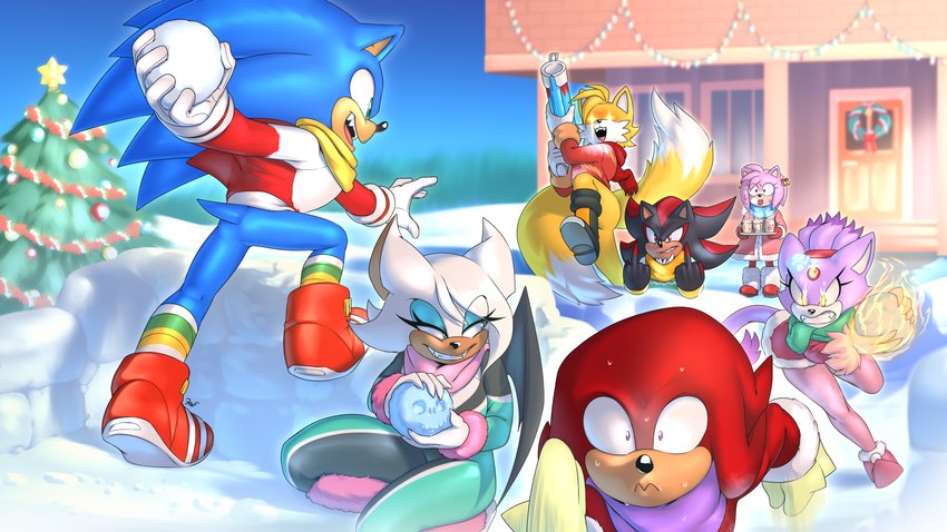 knuckles the echidna, shadow the hedgehog, sonic the hedgehog, blaze the cat, rouge the bat, and etc (sonic the hedgehog (series) and etc) created by krazyelf