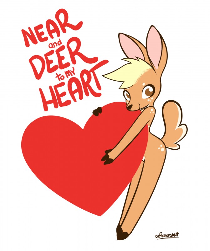 anthro blonde_hair female hair heart_symbol holidays nude solo caffeinerabbit valentine's_day daphne_(deer) cervine deer mammal new_world_deer white-tailed_deer absurd_res hi_res