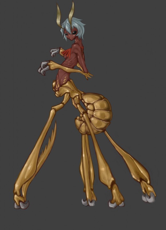 antennae_(anatomy) arthropod_abdomen breasts dark_body dark_skin female monster_girl_(genre) multi_leg multi_limb non-mammal_breasts solo jingaidaisuki arthropod arthropod_taur humanoid_taur insect insect_taur monster taur unknown_species hi_res