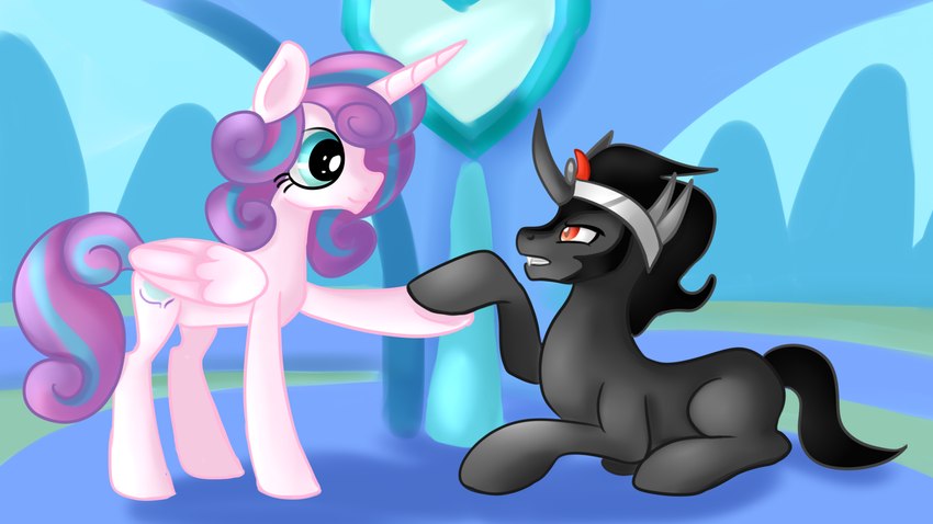 aged_up crystal_heart duo female horn male wings jbond friendship_is_magic hasbro my_little_pony mythology flurry_heart_(mlp) king_sombra_(mlp) equid equine mammal mythological_creature mythological_equine winged_unicorn 16:9 hi_res widescreen