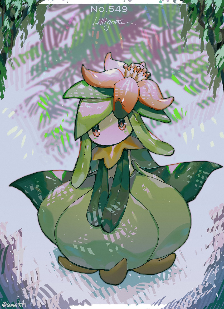 ambiguous_gender crown flower green_body headgear leaf looking_at_viewer not_furry plant red_eyes solo sushi1515 nintendo pokemon elemental_creature flora_fauna generation_5_pokemon lilligant pokemon_(species) hi_res