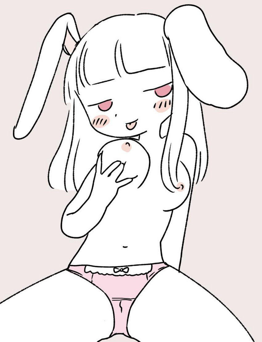 bedroom_eyes blush breasts clothed clothing female hair half-closed_eyes looking_at_viewer narrowed_eyes nipples panties seductive simple_background smile solo tongue tongue_out underwear ikutasemi animal_humanoid humanoid lagomorph lagomorph_humanoid leporid_humanoid mammal mammal_humanoid rabbit_humanoid 2019 digital_media_(artwork)