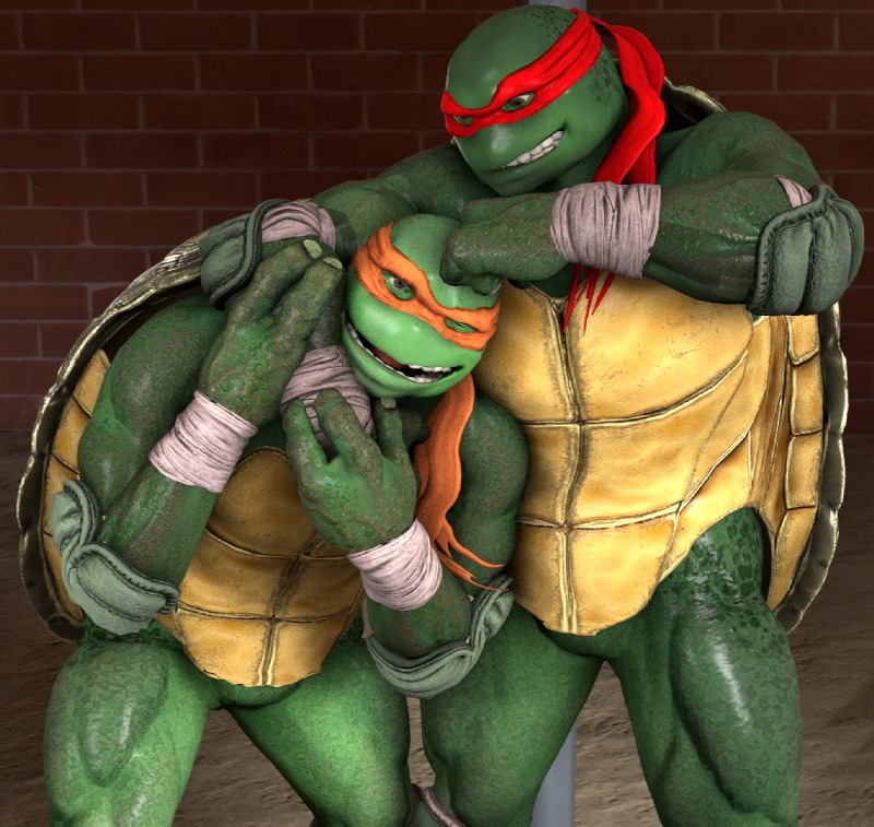 anthro clothing duo hand_wraps headlock kerchief male muscular muscular_male noogie open_mouth simple_background smile teeth wraps mrkipler teenage_mutant_ninja_turtles michelangelo_(tmnt) raphael_(tmnt) reptile scalie turtle 2018 3d_(artwork) digital_media_(artwork) source_filmmaker_(artwork) brother_(lore) brothers_(lore) sibling_(lore)