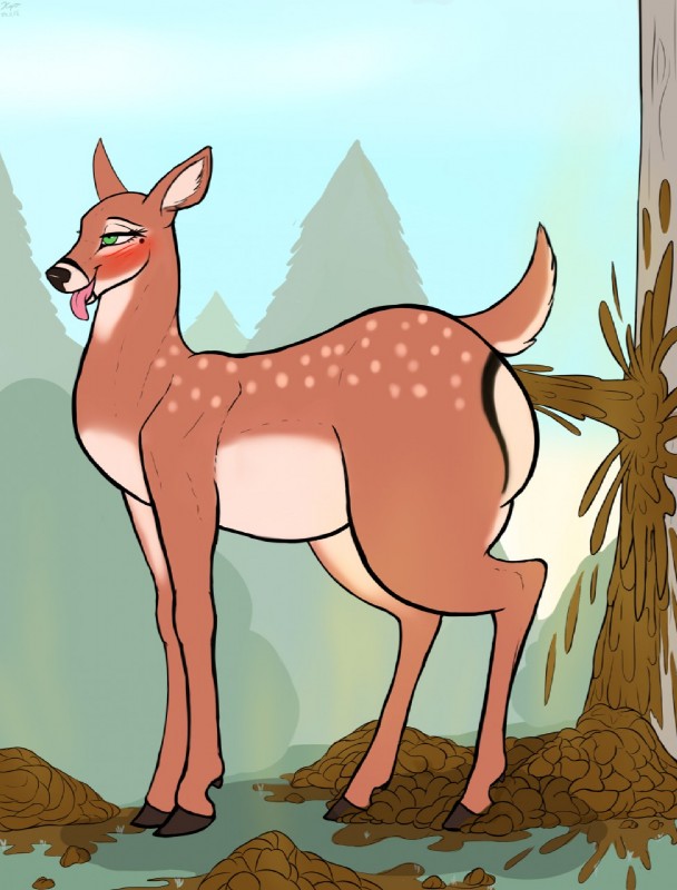 blush diarrhea excessive_feces feces feces_everywhere female feral half-closed_eyes hooves hyper hyper_feces looking_pleasured manure narrowed_eyes raised_tail scatplay solo tail tongue tongue_out xyi diarrhetical_doe deer mammal 2019 hi_res