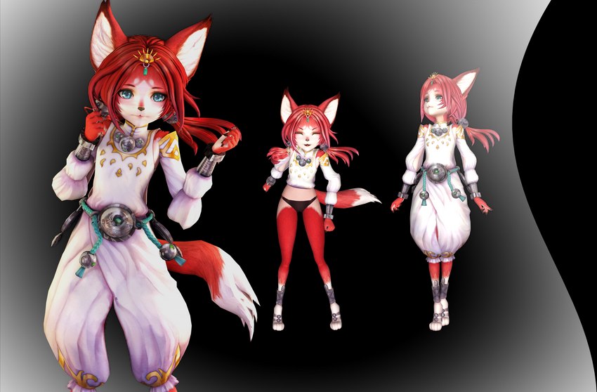 anthro armwear blue_eyes clothing detached_sleeves female hair multiple_expressions pose red_hair unknown_artist koei_tecmo warriors_(game_series) warriors_all-stars tamaki_(warriors) 3d_(artwork) alpha_channel digital_media_(artwork) hi_res