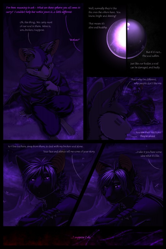 anthro cave clothed clothing corruption dialogue female gem inside magic negative_energy_(legacy) plant purple_eyes sad smile text wings conditional_dnp ratte legacy_(ratte) akyri yagarai arthropod bat domestic_cat felid feline felis insect mammal onene 2017 2:3 comic digital_media_(artwork) english_text hi_res