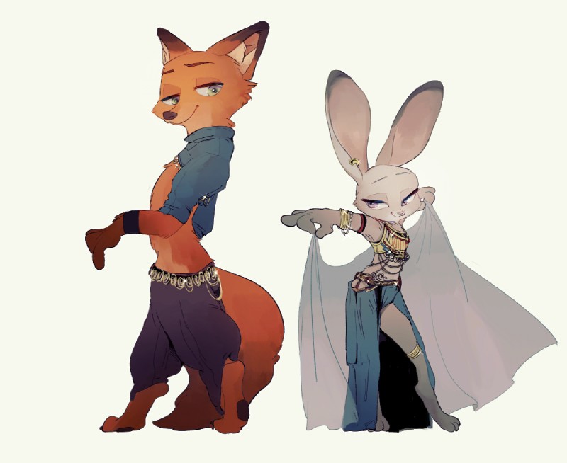 judy hopps and nick wilde (zootopia and etc) created by jawako