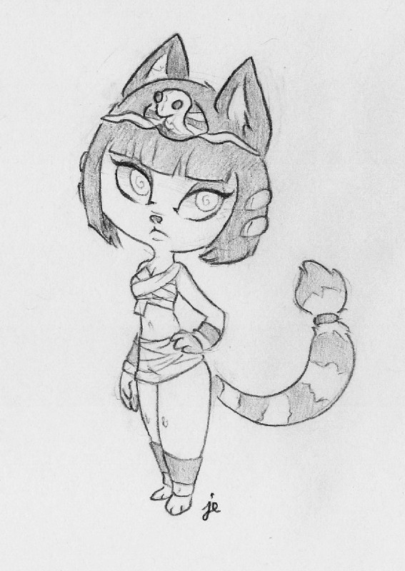 anthro bandage circlet clothing egyptian egyptian_clothing egyptian_headdress female hand_on_hip headdress headgear headwear seshed_circlet solo spiral_pupils uraeus swiftcutter animal_crossing nintendo ankha_(animal_crossing) felid mammal 2016 hi_res monochrome sketch traditional_media_(artwork)