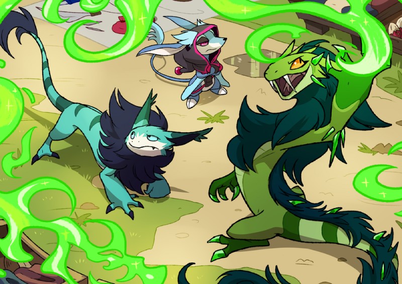 emeral fangs fire fur grass group magic mane plant tail teeth blitzdrachin conditional_dnp mythology lamneus retter yori_the_goldyura daenanguis dragon emerald_dragon furred_dragon furred_scalie goldyura mammal mythological_creature mythological_scalie rodent scalie