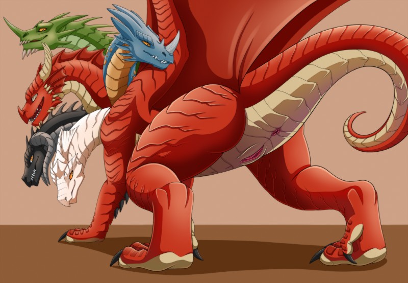 tiamat and tiamat (dungeons and dragons and etc) created by furrypur