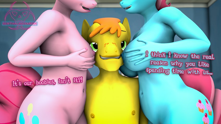 age_difference anthro big_breasts breasts dialogue female group husband_and_wife male male/female married_couple mature_female nipples nude text trio senthaurekmern friendship_is_magic hasbro my_little_pony mr._cake_(mlp) mrs._cake_(mlp) pinkie_pie_(mlp) equid equine mammal 16:9 3d_(artwork) digital_media_(artwork) english_text hi_res widescreen