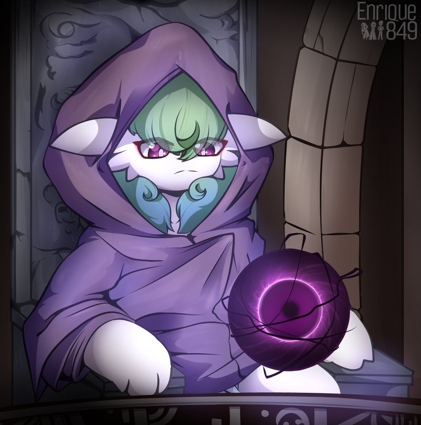 cloak clothing detailed_background eye_through_hair female green_hair hair not_furry shadow_ball sitting solo stare translucent translucent_hair enrique849 nintendo pokemon pondering_my_orb ailin_gardevoir gardevoir generation_3_pokemon pokemon_(species) 2021 hi_res meme signature