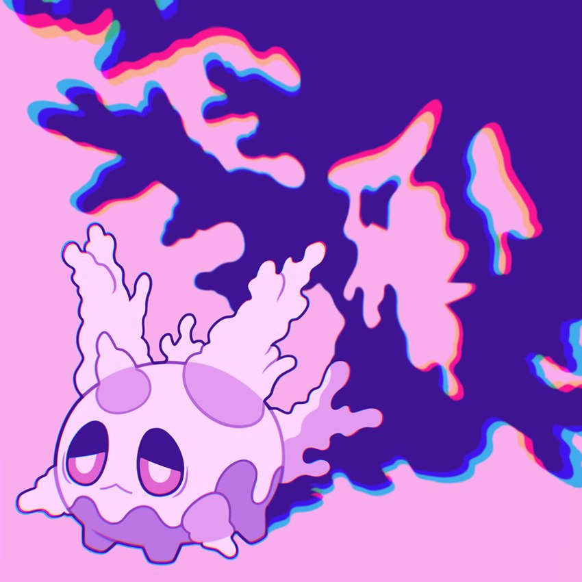 abstract_background ambiguous_gender chromatic_aberration feral frown horn lidded_eyes pink_background red_sclera simple_background solo standing three-quarter_view translucent white_eyes nekozneko nintendo pokemon anthozoan cnidarian coral galarian_corsola galarian_form generation_8_pokemon marine pokemon_(species) regional_form_(pokemon) 1:1 pastel_theme pink_theme