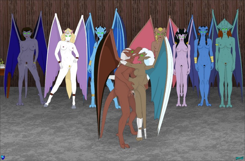 anthro bat_wings black_hair black_wings blonde_hair blue_body blue_hair blue_skin blue_wings bodily_fluids breasts brown_hair butt cum cum_in_pussy cum_inside digitigrade dominant erection female genital_fluids genitals glowing glowing_eyes green_eyes group hair hooves horn irl_trace male male/female membrane_(anatomy) membranous_wings monster_girl_(genre) nipples non-mammal_nipples nude penetration penis pink_wings pubes purple_wings pussy submissive tail unguligrade unicorn_horn vaginal vaginal_penetration white_body white_hair white_skin wings fab3716 disney gargoyles mythology angela_(gargoyles) brooklyn_(gargoyles) delilah_(gargoyles) desdemona_(gargoyles) obsidiana ophelia_(gargoyles) sora_(gargoyles) turquesa una equid equine gargoyle humanoid mammal mythological_creature mythological_equine unicorn