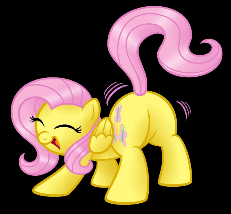 butt cutie_mark feathered_wings feathers featureless_crotch female feral fur hair happy pink_hair rear_view shaking_butt solo wings yellow_body yellow_feathers yellow_fur aleximusprime friendship_is_magic hasbro my_little_pony mythology fluttershy_(mlp) equid equine mammal mythological_creature mythological_equine pegasus alpha_channel