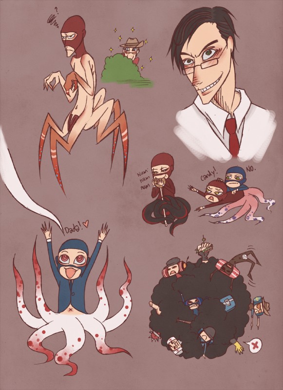 group male nightmare_fuel sanvich slouch_hat sniper unholy_abomination what where_is_your_god_now why louisdelacroix katamari team_fortress_2 valve medic_(team_fortress_2) sniper_(team_fortress_2) spy_(team_fortress_2) animal_humanoid arthropod arthropod_taur cecaelia cephalopod cephalopod_humanoid chimera crab crab_taur crustacean crustacean_taur decapoda human humanoid humanoid_taur malacostracan mammal marine marine_humanoid marine_taur mollusk mollusk_humanoid spycrab taur tentaspy hi_res