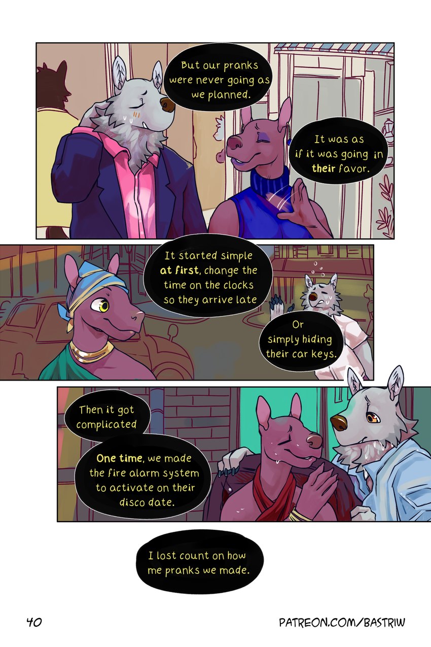 blush bodily_fluids clothing date dating dialogue female hairless male sabotage sweat text wet bastriw canid canine canis domestic_dog hairless_dog mammal primitive_dog wolf xoloitzcuintli 2:3 comic english_text hi_res url