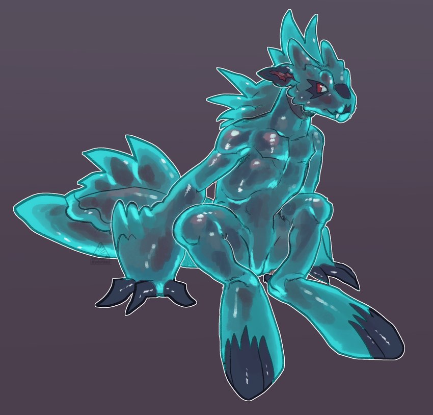 anthro big_tail dessert food gelatin gelatine goo_body male slime solo tail translucent bloodsparked jell-o mythology dragon goo_creature humanoid krellek mythological_creature mythological_scalie scalie hi_res