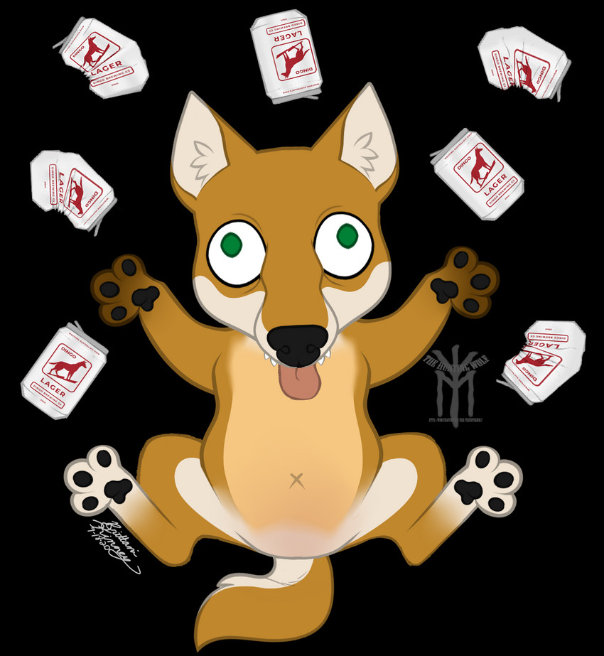 alcohol beer beverage chibi derp_eyes feral humor lager male silly solo thehuntingwolf aussie bundadingy bundy canid canine canis dingo mammal alpha_channel digital_media_(artwork) full-length_portrait hi_res portrait